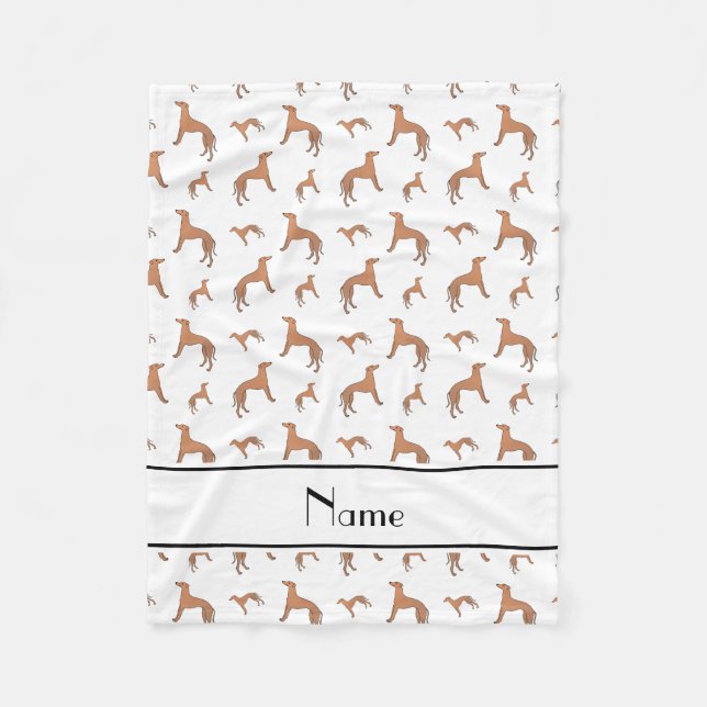 Couverture Polaire Chiens blancs nommés personnalisés de whippet (Devant)