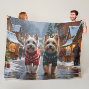 Couverture Polaire Chiens Cairn Terrier Noël Neige Fêtes