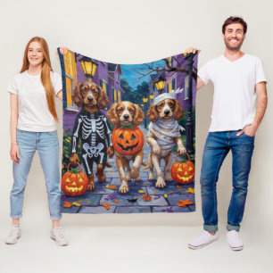 Couverture Polaire Chiens Cocker Spaniel faisant Trick-or-Treating à