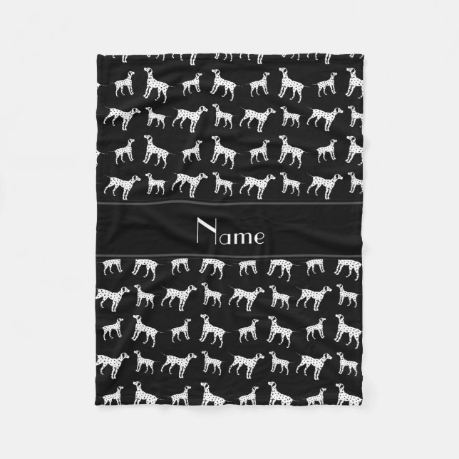 Couverture Polaire Chiens dalmatiens noirs nommés personnalisés (Devant)