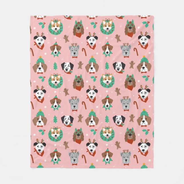 Couverture Polaire Chiens de Noël en Accessoires de vacances Motif (Devant)
