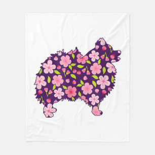 Couverture Polaire Chiens de Poméranie Fleur Motif Poméraniens Lover