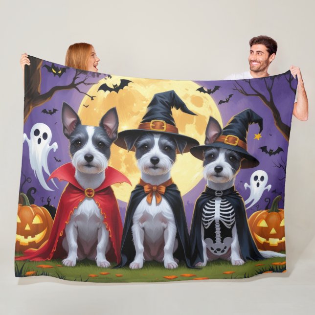 Couverture Polaire Chiens de Rat Terrier Citrouille Halloween Funny (En situation)