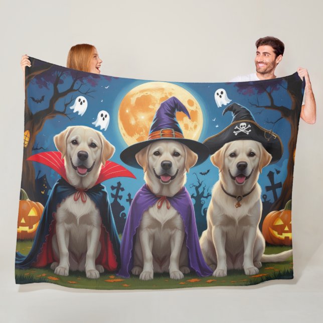 Couverture Polaire Chiens du Labrador Citrouille Halloween Funny (En situation)