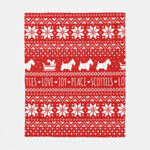Couverture Polaire Chiens écossais de fête Noël   Scottish Terriers