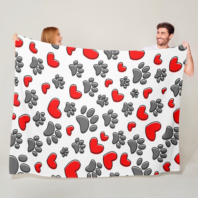 Couverture Polaire Chiens Et Dessins Cardiaques (En situation)