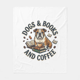 Couverture Polaire Chiens Livres Café Bulldog Pile Tasse_1