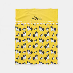 Couverture Polaire Chiens Papillon jaune de nom personnalisé