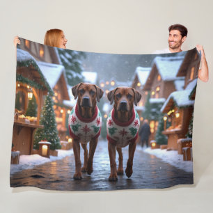 Couverture Polaire Chiens Rhodesian Ridgeback Noël Neige Fêtes