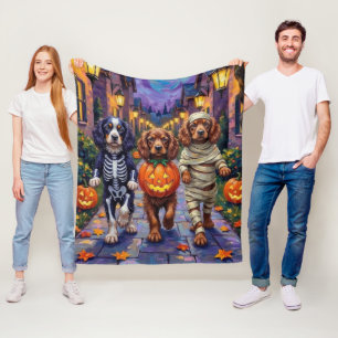 Couverture Polaire Chiens Sussex Spaniel en costumes d'Halloween