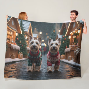 Couverture Polaire Chiens Terrier Écossais Noël Neige Fêtes