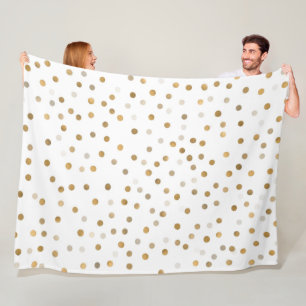 Couverture Polaire Chiffres d'or de fille Confetti Design blanc