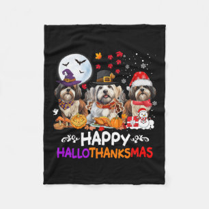 Couverture Polaire Chih Tzu Chien Noël Joyeux Hallothankmas Thanksg