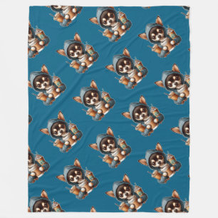 Couverture Polaire Chihuahua dans un Sweatshirt à capuchon tenant du 