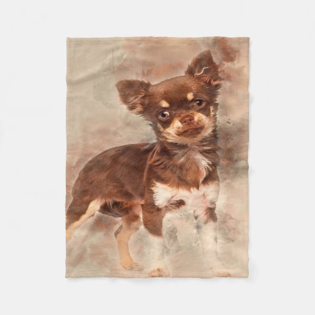 Couverture Polaire Chihuahua looking at camer_dog lover (Devant)