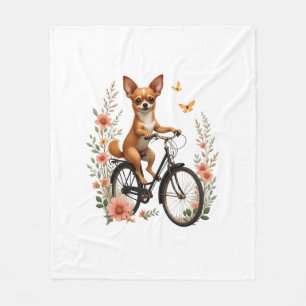 Couverture Polaire Chihuahua Vélo Bicyclette Chien Cyclisme