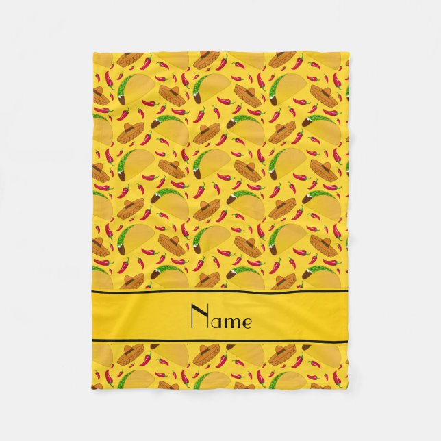 Couverture Polaire Chilis jaunes nommés personnalisés de sombreros de (Devant)