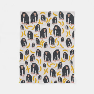 Couverture Polaire Chimpanzé singe et Motif bananier