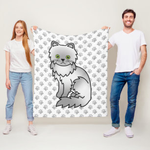 Couverture Polaire Chinchilla Gris Persan Mignon Chat de Dessin Animé