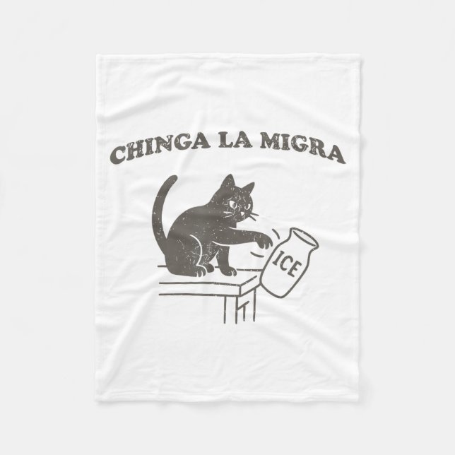 Couverture Polaire Chinga La Migra Immigration Abolish Ice Funny Cat  (Devant)