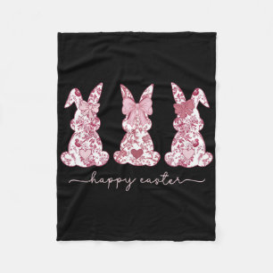 Couverture Polaire Chinoiserie Bunny Pâques Bow rose Coquette mignonn