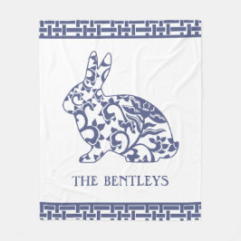 Couverture Polaire Chinoiserie Bunny Rabbit Blanche polaire
