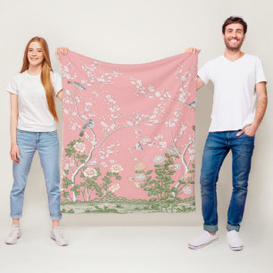 Couverture Polaire Chinoiserie rose
