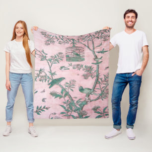 Couverture Polaire Chinoiserie rose