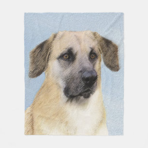 Couverture Polaire Chinook (Oreilles Laissées) Peinture - Art Chien o