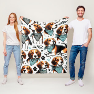 Couverture Polaire Chiot Beagle vintage sans couture