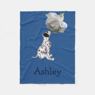 Couverture Polaire Chiot dalmatien et motif animal rose