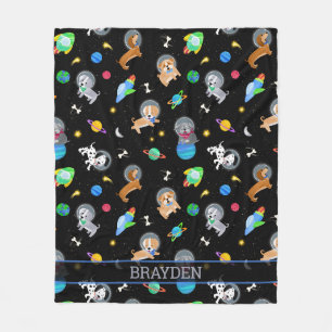 Couverture Polaire Chiots Dans L'espace Aquarelle Chiots Astronautes