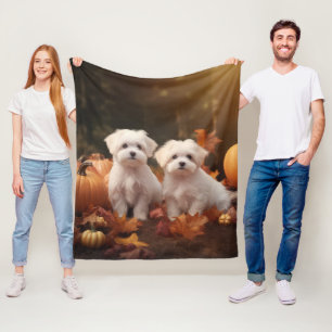 Couverture Polaire Chiots Maltais Automne Delight Pumpkin