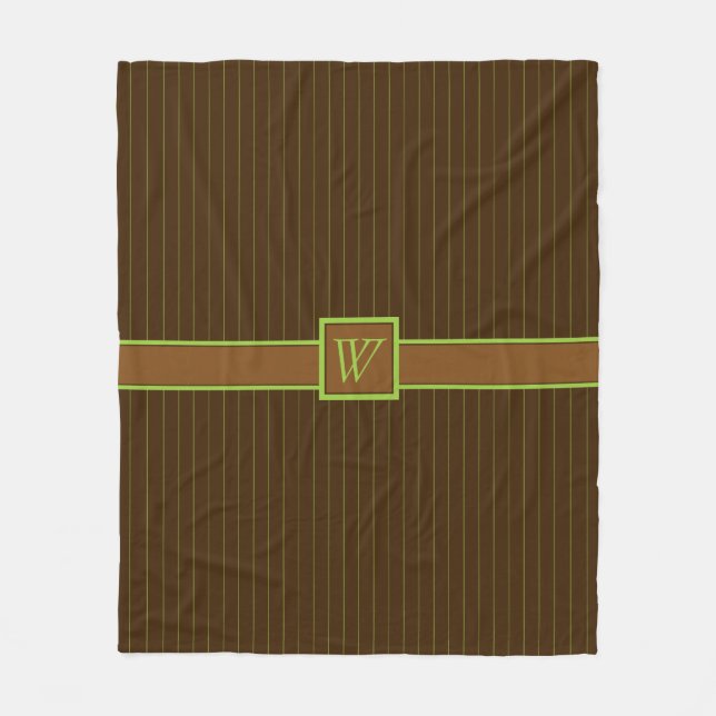 Couverture Polaire Chocolat avec Pinstripes à la chaux Blanche en pol (Devant)