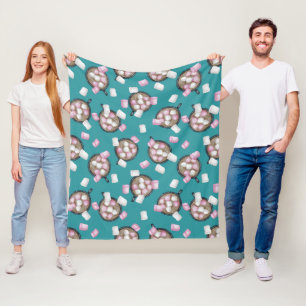 Couverture Polaire Chocolat chaud chocolat chaud hiver rose turquoise