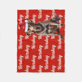 Couverture Polaire Chocolat Lab Père Noël Chien Nom Personnalisé Noël