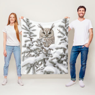 Couverture Polaire Chouette en neige