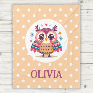 Couverture Polaire Chouette fantaisiste colorée mignonne