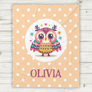 Couverture Polaire Chouette fantaisiste colorée mignonne
