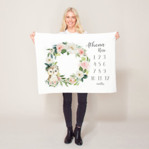 Couverture Polaire Chouette Fille Jalon Blanche, Chouette mensuelle V
