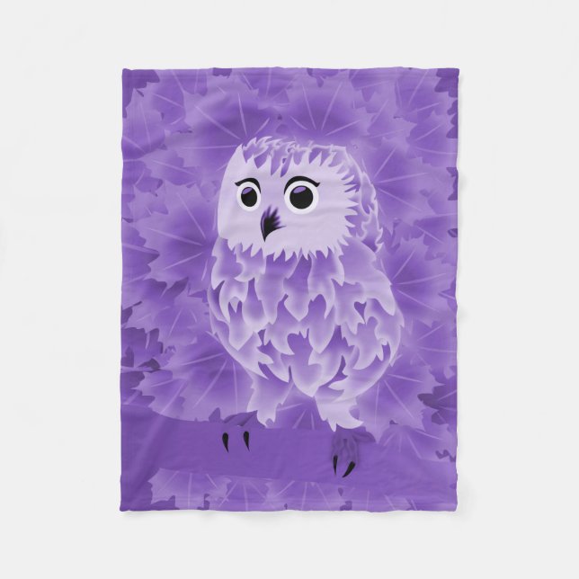 Couverture Polaire Chouette mignonne pourpre (Devant)