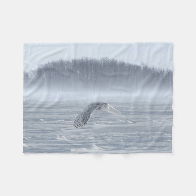 Couverture Polaire Chouette Neige Volant En Hiver (Devant (Horizontal))
