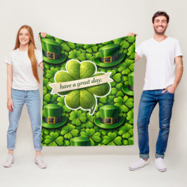 Couverture Polaire Chouette pour trèfle à feuilles Saint Patrick jour