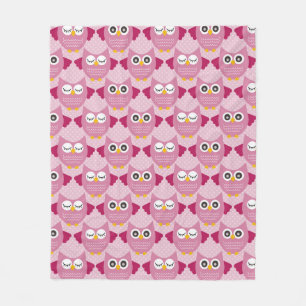 Couverture Polaire Chouette rose 2
