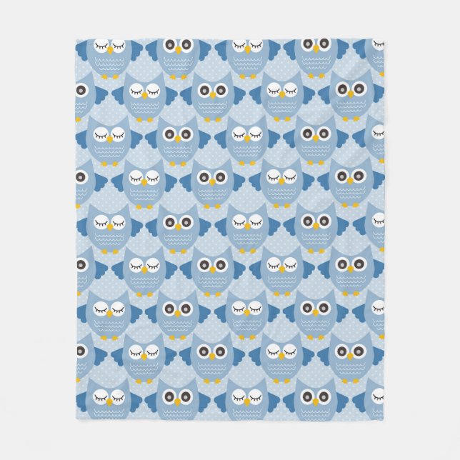 Couverture Polaire Chouettes bleu clair (Devant)