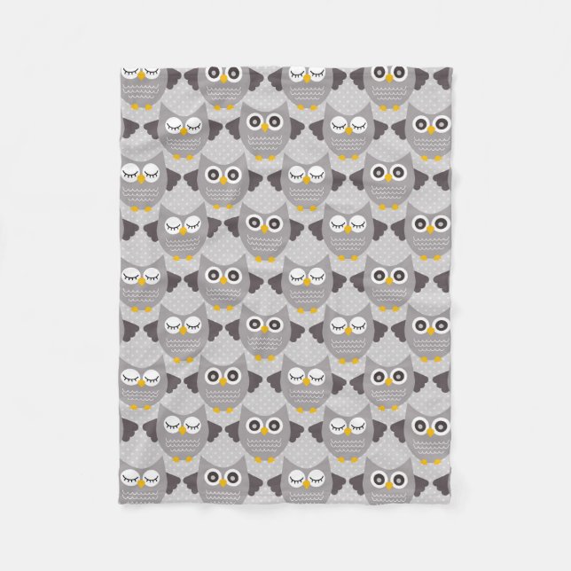 Couverture Polaire Chouettes grises (Devant)