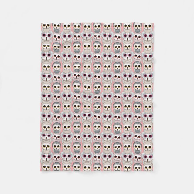 Couverture Polaire Chouettes pour bébés sur Motif Arrière - plan rose (Devant)