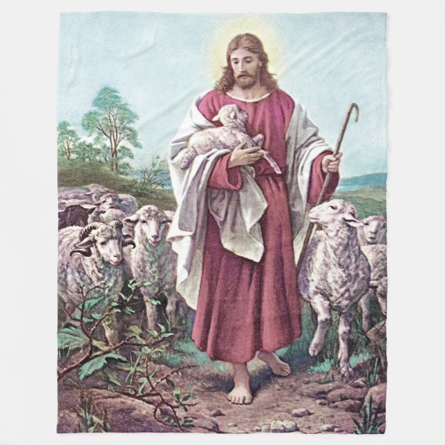 Couverture Polaire Christ Le Bon Pasteur Bernard Plockhorst 1878 (Devant)