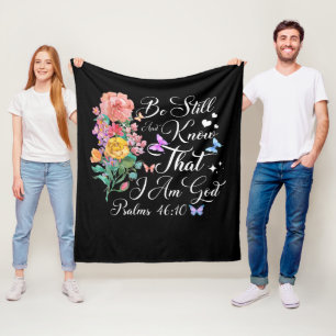 Couverture Polaire Christian Bible Verse Psaume 46:10 Fleur Papillon