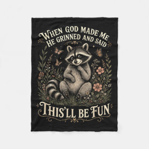 Couverture Polaire Christian Raccoon Foi Humour Dieu a fait Il a sour